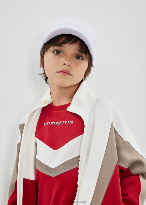 erkek çocuk Armani Kabartmalı logolu beyzbol şapkası beyaz T8HD2486