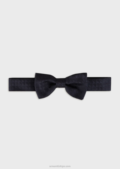 erkek çocuk Armani Tamamı jakarlı kartal desenli saf ipek papyonT8HD2511