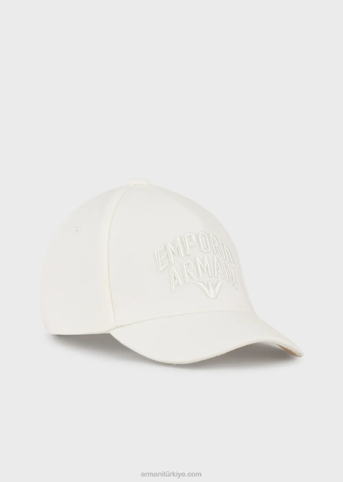 erkek çocuk Armani kabartmalı kalın logo işlemeli yün karışımlı beyzbol şapkasıT8HD2485