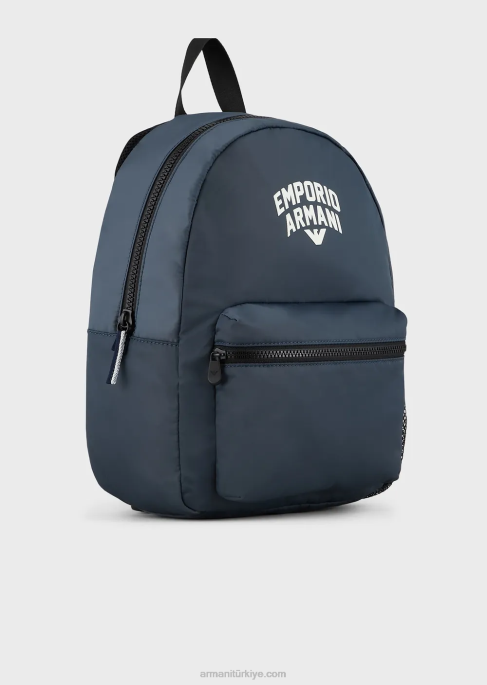 erkek çocuk Armani logolu, dolgulu, geri dönüştürülmüş naylon sırt çantasıT8HD2493