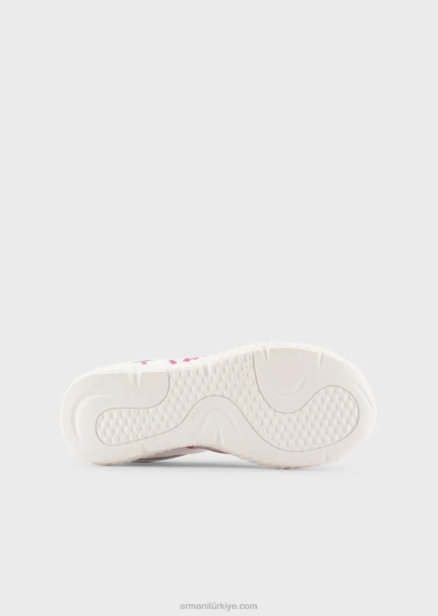 erkek çocuk Armani büyük boy kartallı kauçuk ve naylon spor ayakkabı beyaz T8HD2481