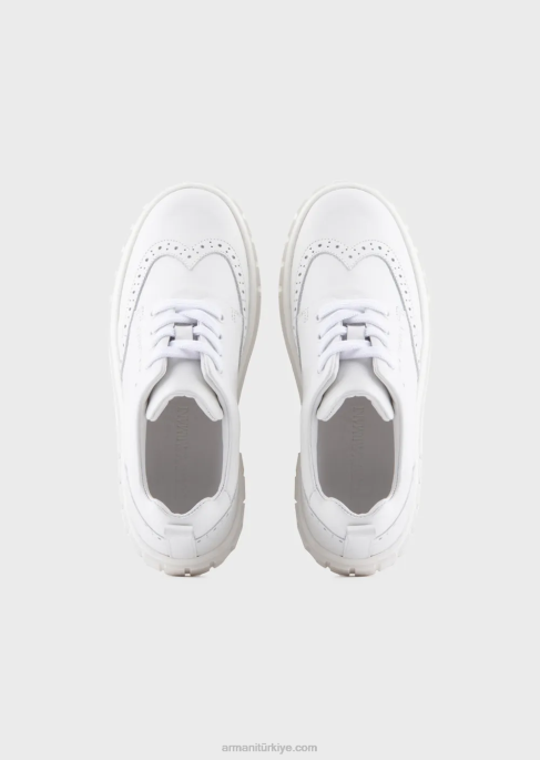 erkek çocuk Armani kanat ucu detaylı yumuşak deri spor ayakkabı beyaz T8HD2477