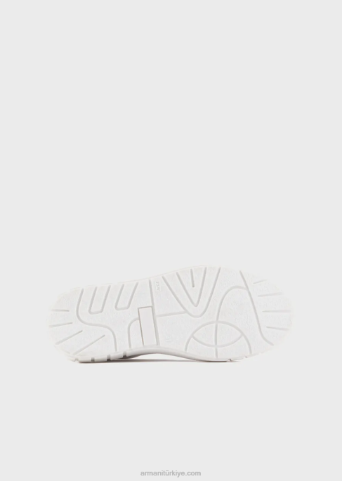 erkek çocuk Armani kanat ucu detaylı yumuşak deri spor ayakkabı beyaz T8HD2477