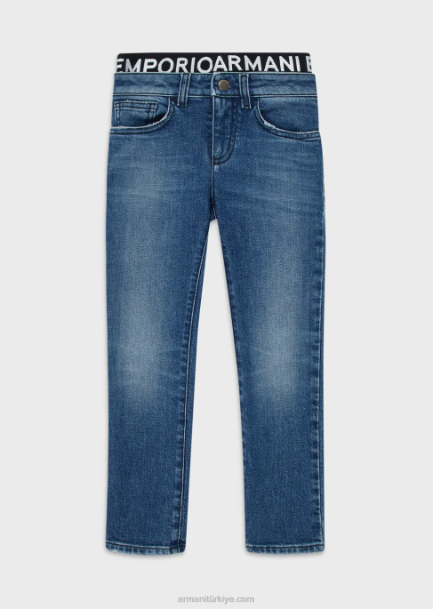 erkek çocuk Armani belinde logo eki olan j17 kot pantolon lacivert T8HD2461