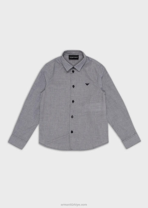 erkek çocuk Armani dar kesim desenli poplin gömlekT8HD2381