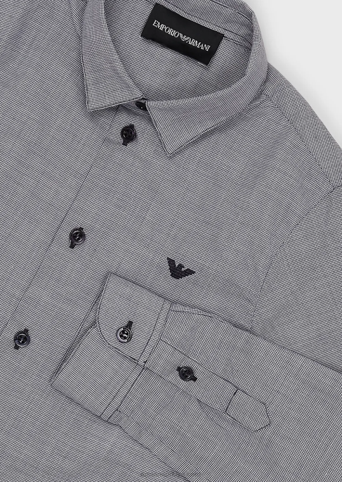 erkek çocuk Armani dar kesim desenli poplin gömlekT8HD2381
