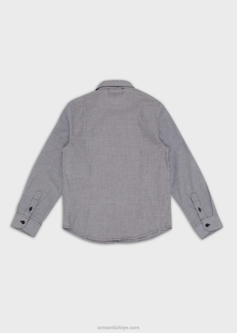 erkek çocuk Armani dar kesim desenli poplin gömlekT8HD2381