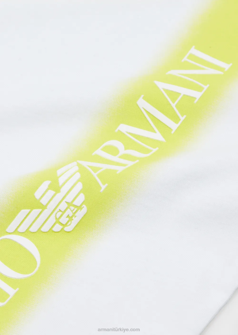 erkek çocuk Armani gradyan şeritli ve ea Crew logolu ağır sıklet jarse tişörtT8HD2429