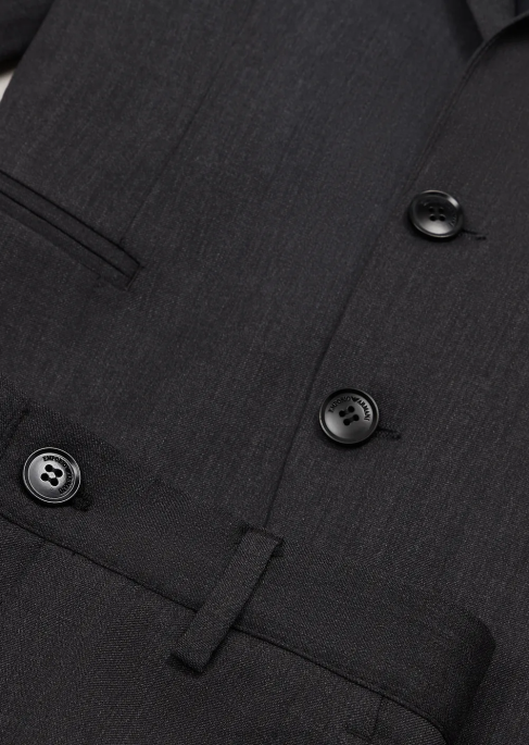 erkek çocuk Armani hafif saf yünden tek sıra düğmeli takım elbise koyu gri T8HD2396