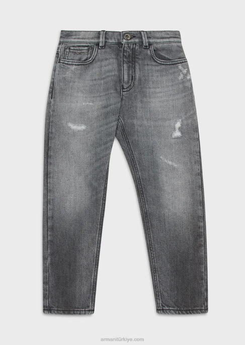 erkek çocuk Armani j75 yıkanmış yırtık kot pantolon açık gri T8HD2469