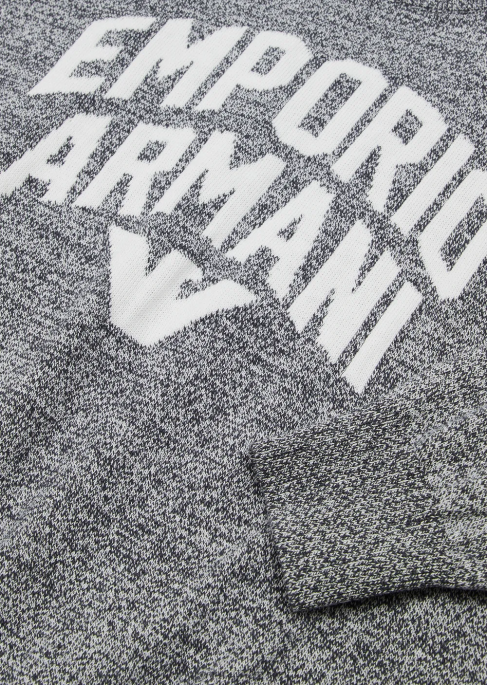 erkek çocuk Armani jakar logolu melanj dokuma kazak melanj grisi T8HD2466