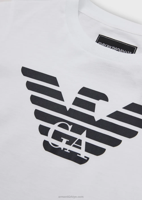 erkek çocuk Armani kartal logolu pima jarse t-shirtT8HD2391