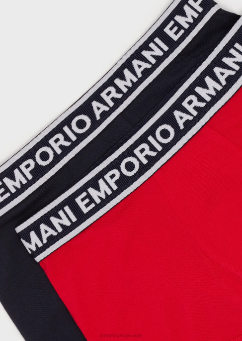 erkek çocuk Armani logolu kemerli ikili boxer külot paketi lacivert T8HD2472