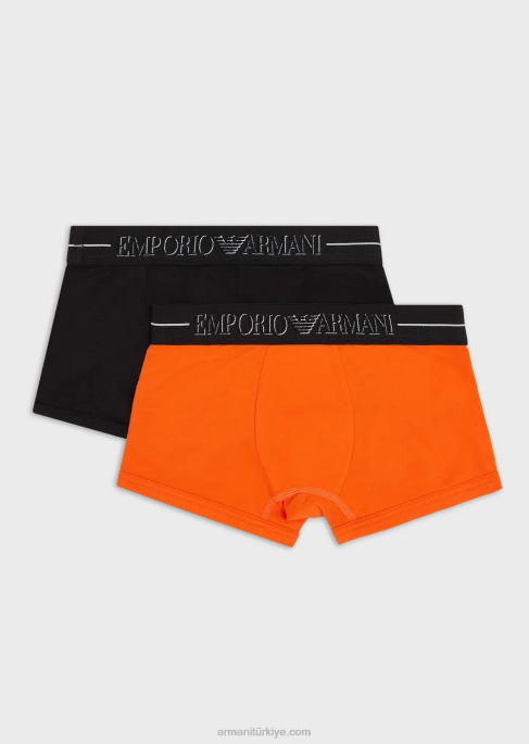 erkek çocuk Armani logolu kemerli ikili boxer külot paketi mavi T8HD2376