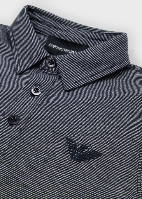 erkek çocuk Armani mikro çizgili jarse polo gömlek lacivert T8HD2433