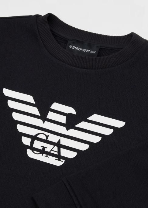 erkek çocuk Armani modal karışımlı logo sweatshirt lacivert T8HD2385