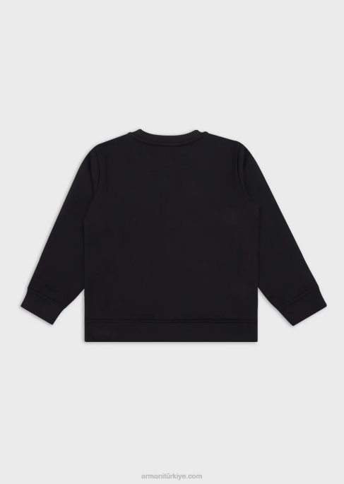 erkek çocuk Armani modal karışımlı logo sweatshirt lacivert T8HD2385