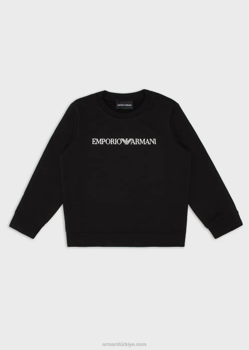 erkek çocuk Armani modal karışımlı logo sweatshirt siyah T8HD2383