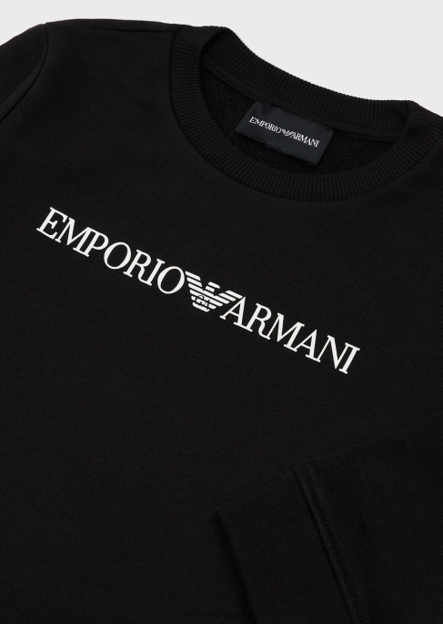 erkek çocuk Armani modal karışımlı logo sweatshirt siyah T8HD2383