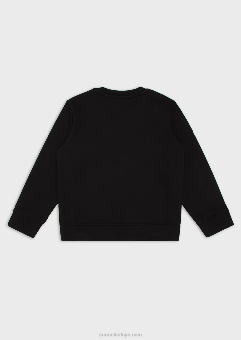 erkek çocuk Armani modal karışımlı logo sweatshirt siyah T8HD2383