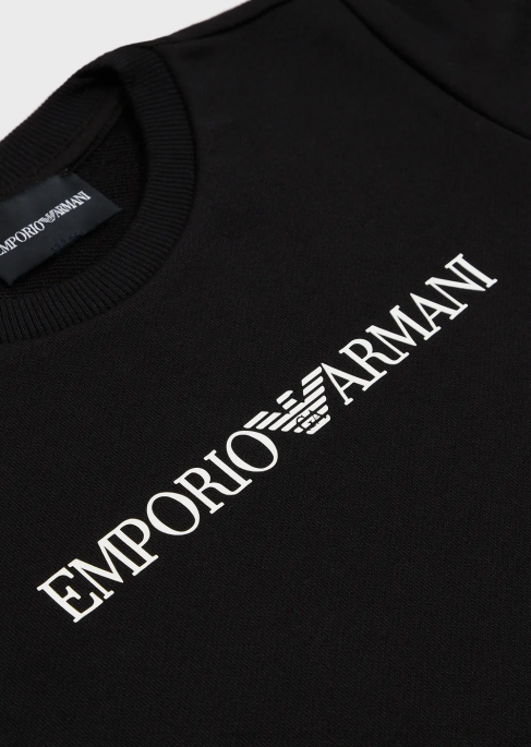 erkek çocuk Armani modal karışımlı logo sweatshirt siyah T8HD2383