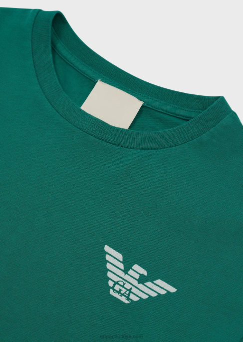 erkek çocuk Armani sürdürülebilir koleksiyon giysi boyaması organik jarse tişört yeşil T8HD2445