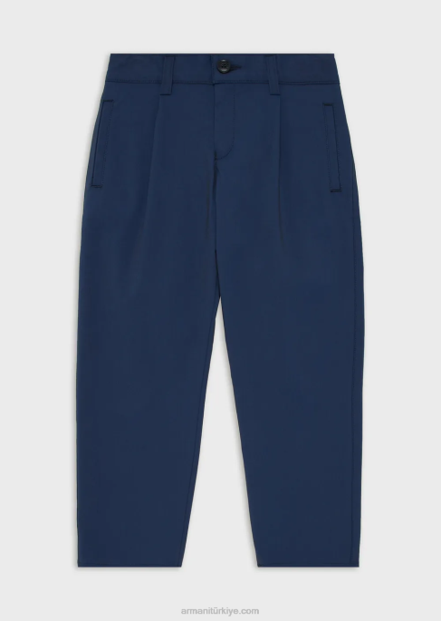 erkek çocuk Armani streç kumaştan pensli pantolon lacivert T8HD2457