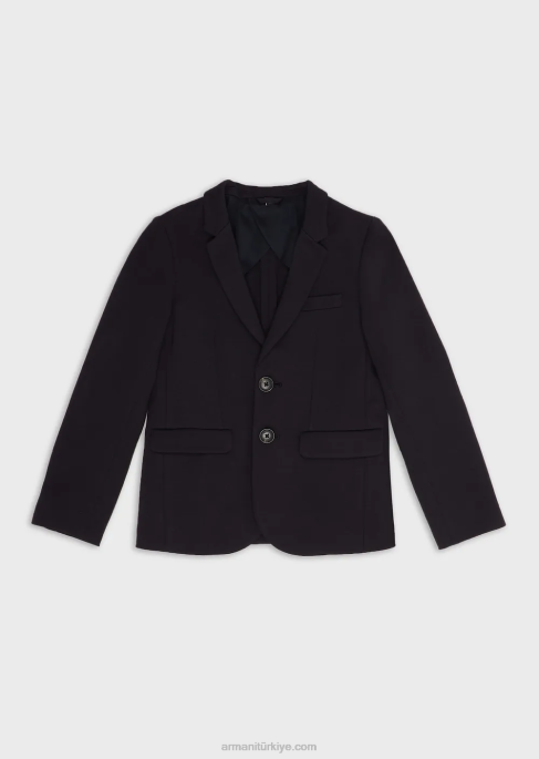 erkek çocuk Armani tek sıra düğmeli, dikişli jarse ceketT8HD2398