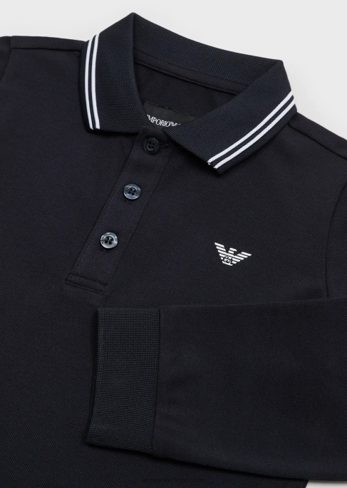 erkek çocuk Armani uzun kollu streç pike polo gömlekT8HD2402