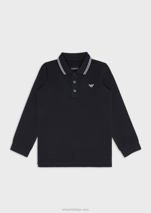 erkek çocuk Armani uzun kollu streç pike polo gömlekT8HD2402