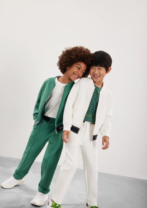 erkek çocukemporio armani logolu ağır sıklet jarse tişört beyaz T8HD2425