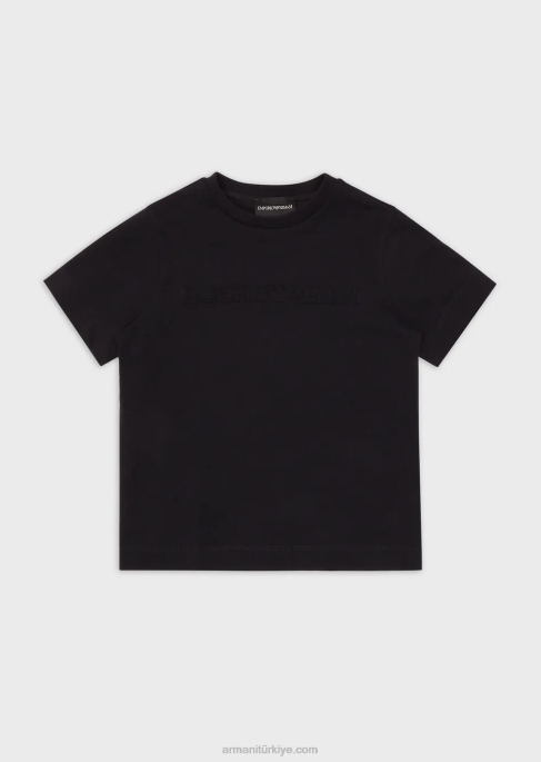 erkek çocukemporio armani logolu ağır sıklet jarse tişört lacivert T8HD2427