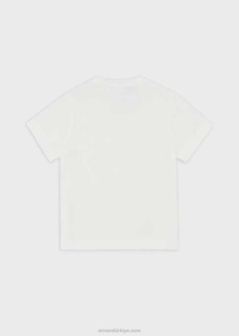 erkek çocukemporio armani logolu ağır sıklet jarse tişört lacivert T8HD2427