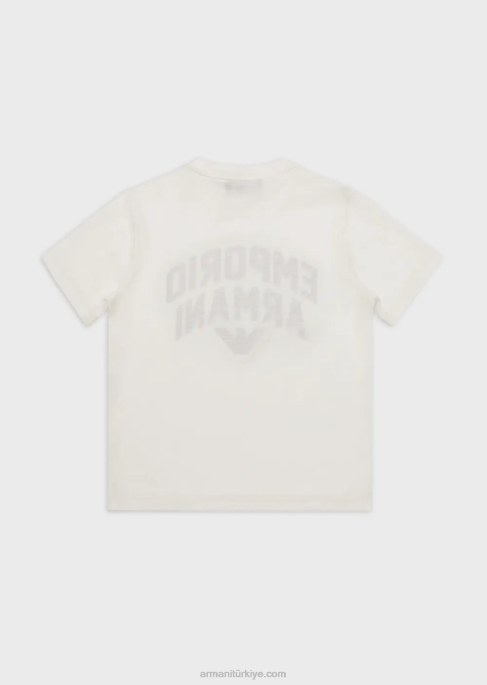 erkek çocukemporio armani logolu tencel karışımlı jarse tişörtT8HD2471