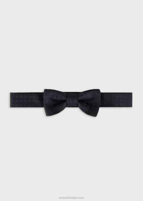 erkek çocuk Armani Tamamı jakarlı kartal desenli saf ipek papyonT8HD2732