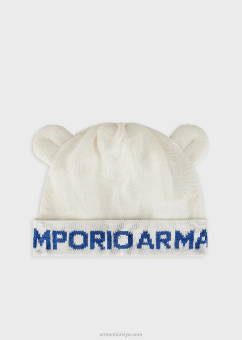 erkek çocuk Armani kulaklı ve jakar logolu örgü bereT8HD2734