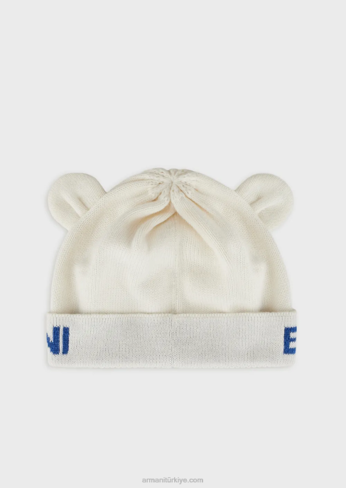 erkek çocuk Armani kulaklı ve jakar logolu örgü bereT8HD2734