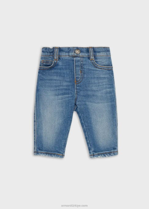 erkek çocuk Armani belinde logo eki olan j07 kot pantolon açık mavi T8HD2703