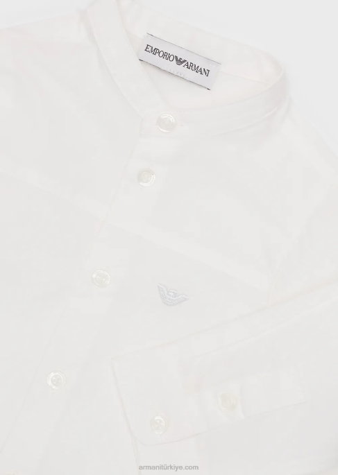erkek çocuk Armani guru yakalı ve robalı pima gömlek beyaz T8HD2693