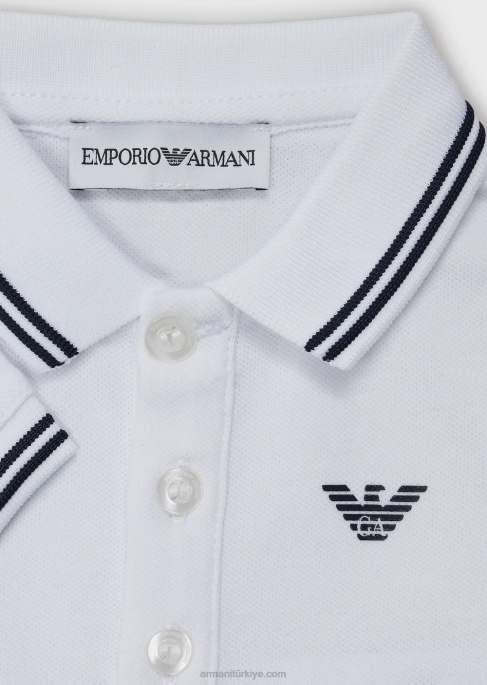 erkek çocuk Armani çizgili şeritli streç pike polo gömlekT8HD2678