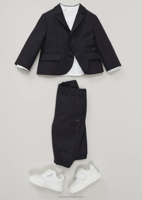 erkek çocuk Armani kanat ucu detaylı ve cırt cırtlı yumuşak deri spor ayakkabı beyaz T8HD2683