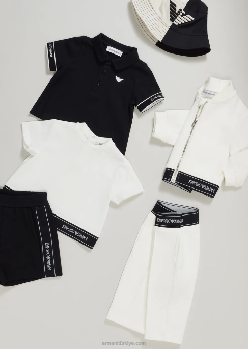 erkek çocuk Armani kartal işlemeli jarse polo gömlek lacivert T8HD2690