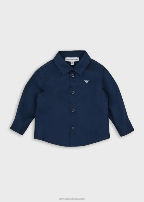 erkek çocuk Armani kartal işlemeli pamuklu streç gömlekT8HD2675