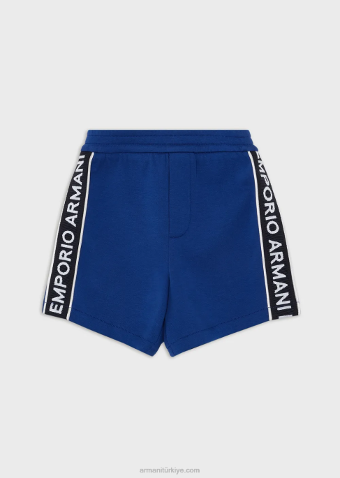 erkek çocuk Armani logo şeritli çift jarse board şortT8HD2727