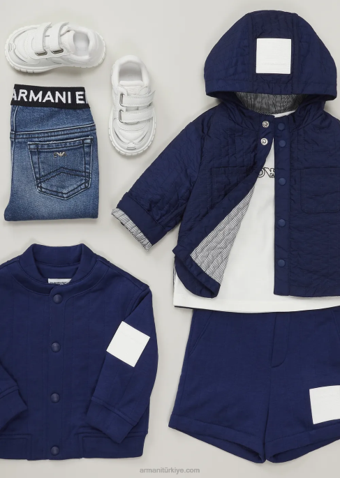 erkek çocuk Armani logo işlemeli tencel karışımlı jarse t-shirt beyaz T8HD2730