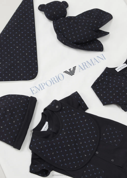 erkek çocuk Armani tek tarafı tamamen op-art kartal, önlük ve bereden oluşan hediye setiT8HD2726
