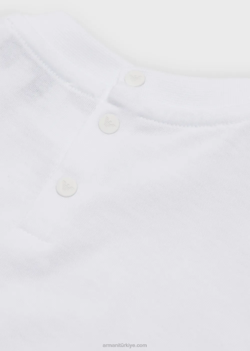 erkek çocuk Armani temel logo yamalı supima tişört lacivert T8HD2682