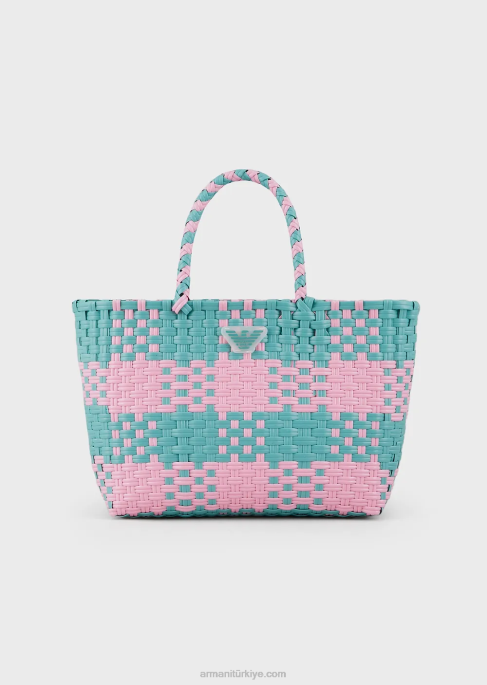 kız Armani iki renkli dokuma alışveriş çantasıT8HD2584