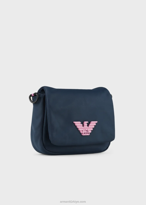 kız Armani kartal plakalı geri dönüştürülmüş naylon postacı çantasıT8HD2620