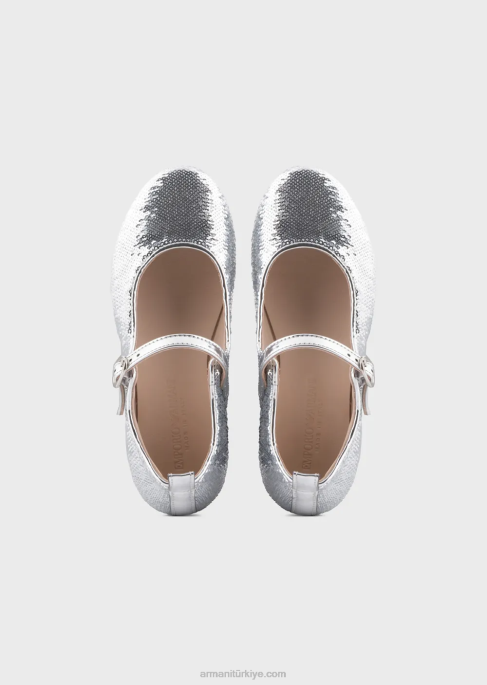 kız Armani baştan aşağı payetli mary janes gümüş T8HD2581